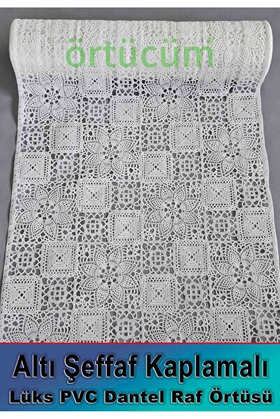 Örtücüm Lüks Pvc Dantel Deliksiz Dolap İçi Raf Örtüsü Beyaz Buzdolabı Çekmece...