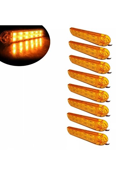 AHMET OTOMOTİV (10 Adet) Çift Sıra Parmak Led Sarı Renk 12 Ledli 13cm 12v-24v