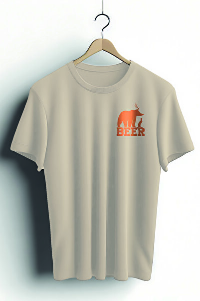 Zestia تي شيرت للجنسين، تصميم الدب البيرة، عادي، 100% قطن، كريمي رقم: 00207