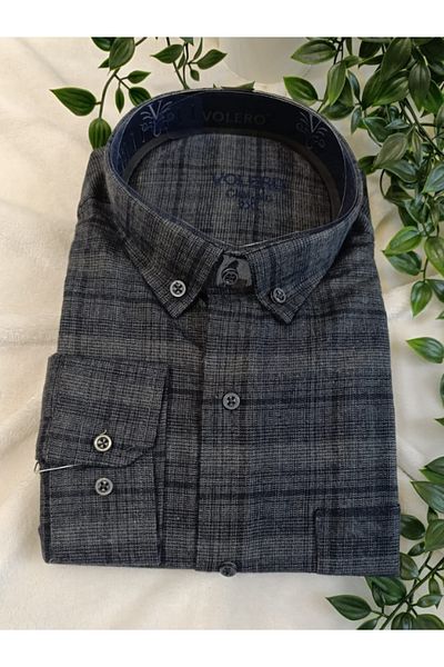 DENİZLİFE Battal Xl-4Xl Dad Single Pocket Classic Cut Thick Lumberjack Winter Shirt