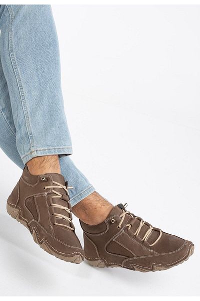 Dilimler Ayakkabı Ανδρικές μπότες - Γνήσιο δέρμα Nubuck, Μινκ ελαστικό κορδόνι, σόλα Saddle