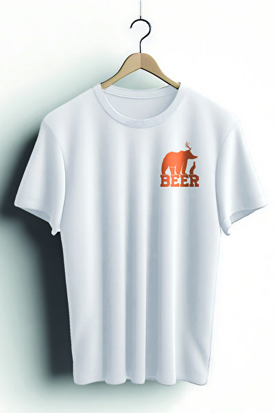 Zestia تي شيرت للجنسين، تصميم الدب البيرة، عادي، 100% قطن، تي شيرت أبيض رقم: ...