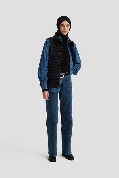 Armine Μαύρο λεπτό καπιτονέ γιλέκο - 24kd7526 Μοντέλο
