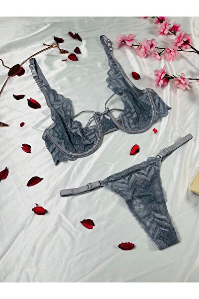 COLOR DE PIEL Women's Capless Badge String Grey Stylish Suit Bra