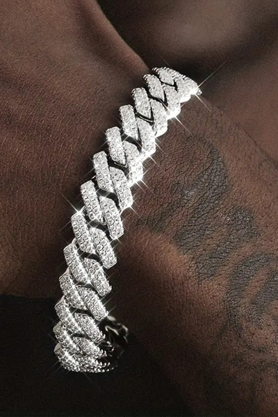 laria jewelry Taşlı Küba Zincir Bileklik Silver