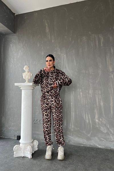 kamacibutik Σετ αθλητικής φόρμας με κουκούλα Leopard Print