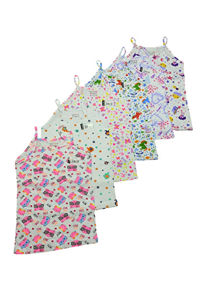 Tutku Pachet de 6 maiouri pentru fete, cu model, din elastan, cu bretele din ...