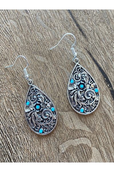 Store Vintage Turquoise Beads Nostalgia Style Women's Earrings