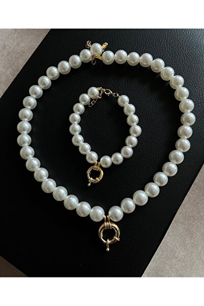 Adore İnci Gemici Kilit Set İnci Gemici Kilitli Bileklik Set