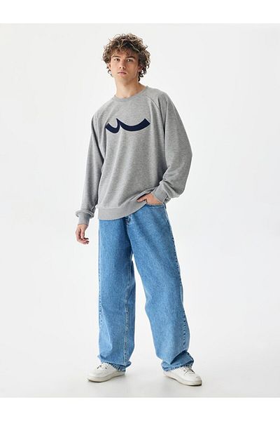 Ltb Γκρι φούτερ με λογότυπο Crew Neck