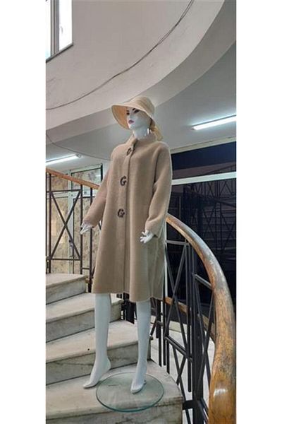 Bohem Stil Ιταλικό παλτό από πέτρα με λεπτομέρεια μακρύ Angora (120 CM)