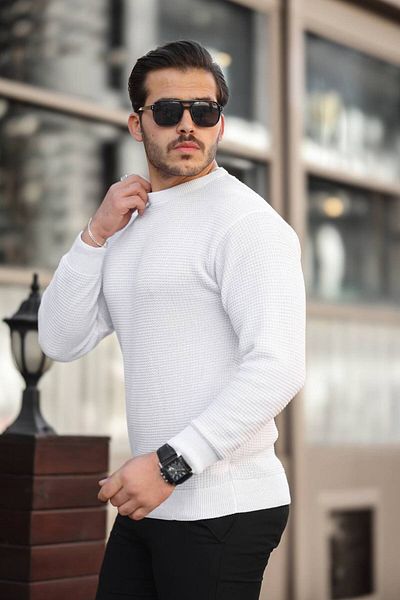 ROBERTO BORNOVA Pulover tricotat cu decolteu cu model pătrat