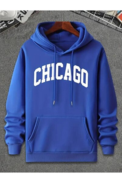 caddekombin Φούτερ με κουκούλα και τσέπες με στάμπα Unisex Chicago