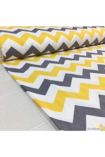 Ezgi Duvet Cover, Bed Sheet, Cover Yellow Zigzag Patterned Fabric
