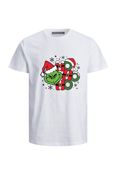 Efendioğlu Design Tricou din bumbac pentru bărbați HO HO HO grinch imprimat grinchmas imprimat revelion