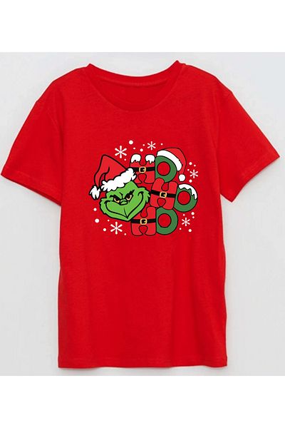 Efendioğlu Design تي شيرت رجالي من القطن مطبوع عليه عبارة HO HO HO Grinch مطبوع عليه عبارة Grinchmas