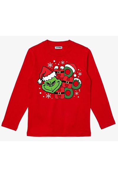 Efendioğlu Design تي شيرت قطني للأطفال بأكمام طويلة مطبوع عليه عبارة Ho Ho Grinch مطبوع عليه عيد الميلاد
