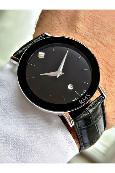 Romanson Special Design Leather Cord Steel Case Men's Wrist Watch 1329.01