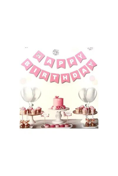 ELAY Gilded Pink Silver Happy Birthday Banner