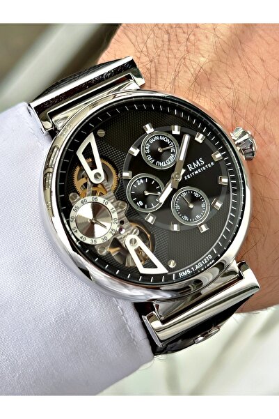 Romanson Otomatik Mekanizmalı 5 Atm Su Geçirmez Deri Kordon Çelik Kasa Erkek Kol Saati 1270.01