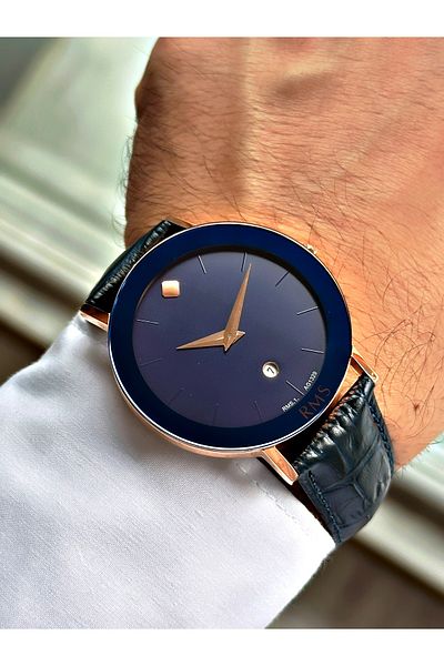Romanson Special Design Leather Cord Steel Case Men's Wrist Watch 1329.04
