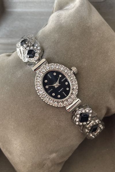 Leerybee Special Boxed Oval Women's Wristwatch with Stones Metal Band Christmas Birthday Valentine's Day Gift