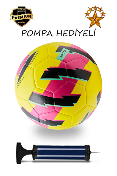 ALASTOR كرة قدم احترافية مخيطة - رقم 5 باللون الأصفر مع هدية مضخة تعليمية