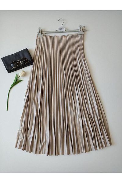 Butik İNCİ WEARS Δερμάτινη φούστα με πλισέ