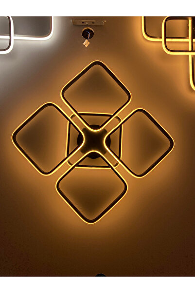 Zeya Lighting Yüksek Aydınlatmalı Kare Siyah Tavan Plafonyer Led avize, 3 Renk Aydınlatma