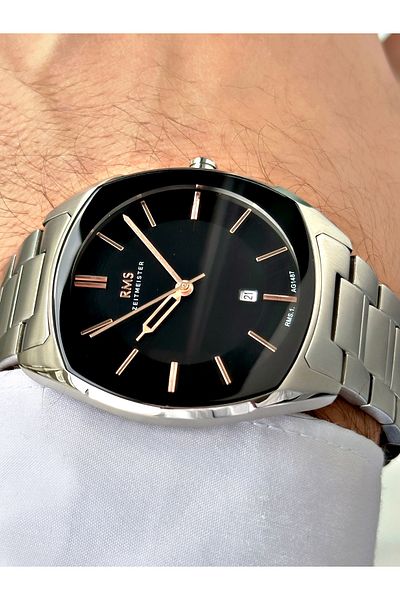 Romanson Custom Design Cornered Dial Steel Band Steel Case Men's Wrist Watch 1487.01