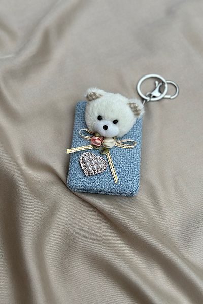 yucelique Premium Handmade Teddy Bear Mirror - Keychain and Bag Ornament (8 cm X 6 cm)