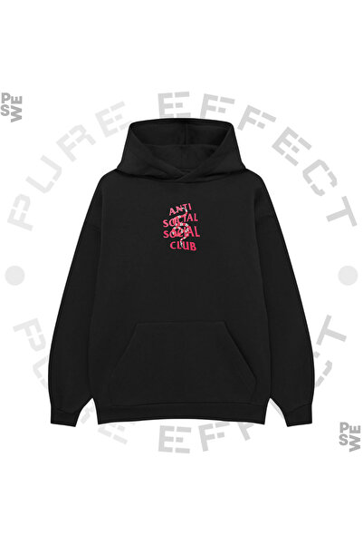 PURE EFFECT ANTI SOCIAL CLUB - سويت شيرت بقلنسوة مطبوع عليه ثعبان وردي كبير ا...