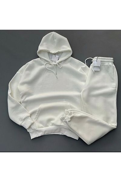 DWN WEAR 3 Yarn Cotton Fabric Winter Unisex Oversize Women Men Long Sleeve Bottom-Top Tracksuit Set