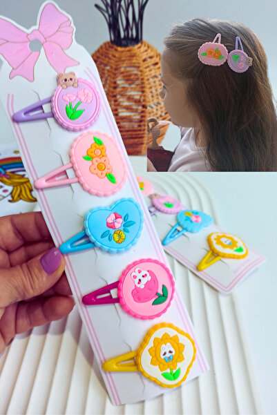 Nisankids Πόρπη με μικτά λουλούδια 5 τεμαχίων