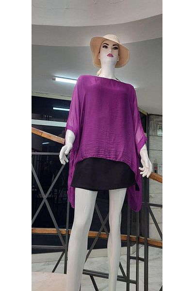 Bohem Stil Μεταξωτή μπλούζα ιταλικής νυχτερίδας
