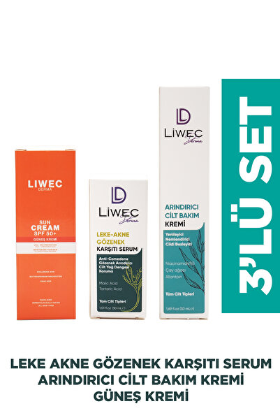 Arındırıcı Set 3’lü – Arındırıcı Krem Leke‑akne Serumu Spf 50 Güneş Koruyucu