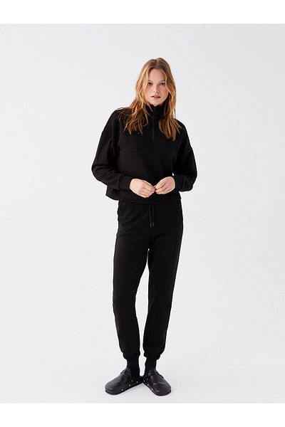 LC Waikiki Lcw Stand Collar Self Patterned Long Sleeve Oversize Women's Sweatshirt