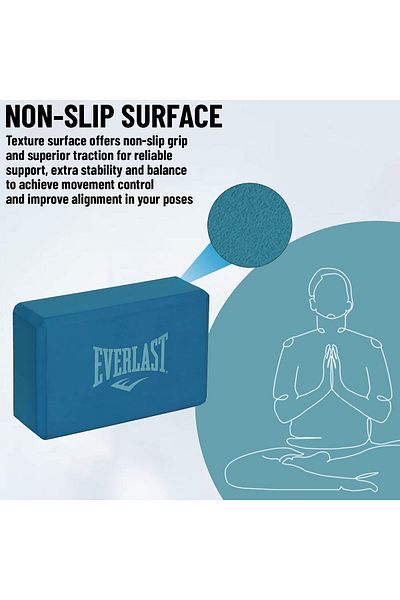 EVERLAST Yoga Brick | 3*6*9 Inches | Blue | Eva Foam | Non-slip Block For Yoga & Fitness