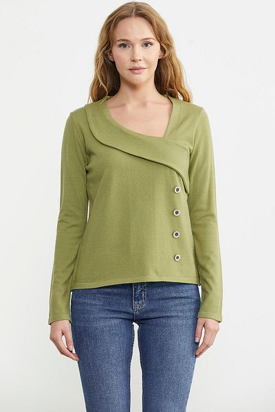 Sementa Green Knitwear Sweater - Collar Detail