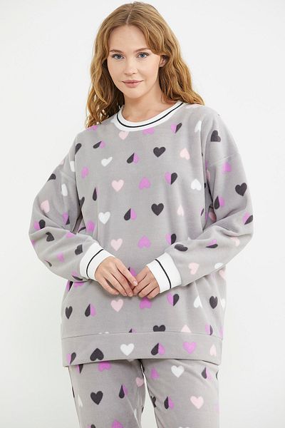 Sementa Set de lenjerie de dormit oversize din lână cu model gri