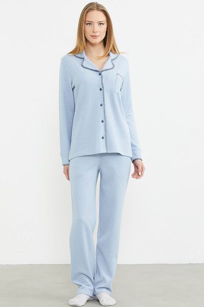Sementa Set cămașă și pijama cu nasturi albastru