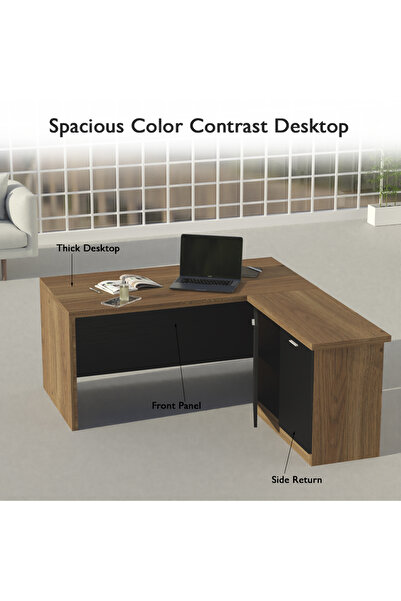 Mahmayi Zelda M225 L-Shape Executive Workstation Desk with Cabinet Ideal for Office - Zabrano