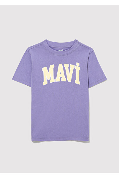 Mavi Koszulka z nadrukiem z logo w kolorze fioletowym, regularny krój / regularny krój 7610109 -70611