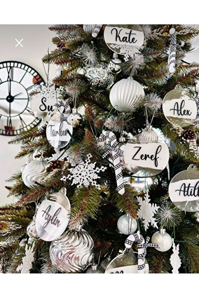 SHINY Yılbaşı süsü 3‘lü kişiye özel isimli ağaç süsü isme özel dikiz aynası süsü
