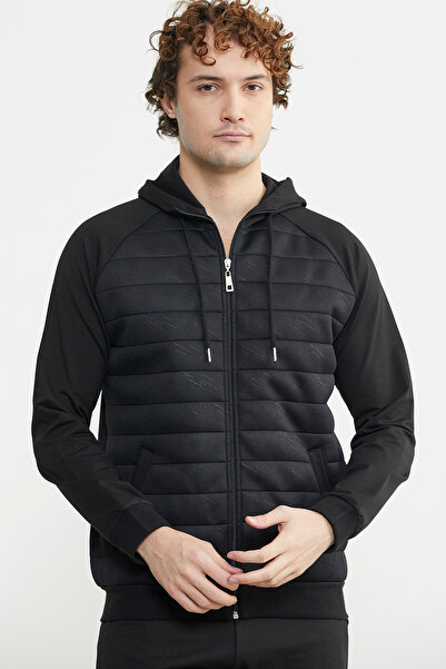 Sementa Φούτερ με κουκούλα με καπιτονέ λεπτομέρεια - Μαύρο