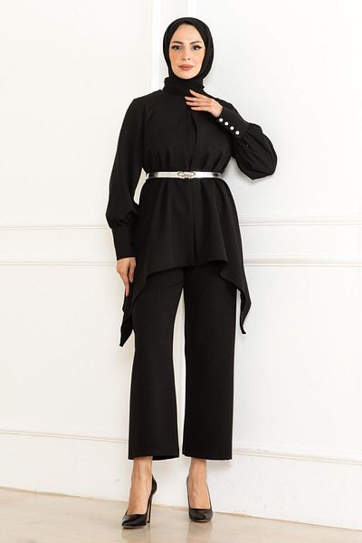 Modamihram Belt Detailed Suit Black 19001