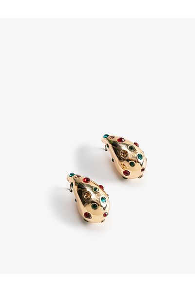 Koton Colorful Stone Detailed Drop Earrings