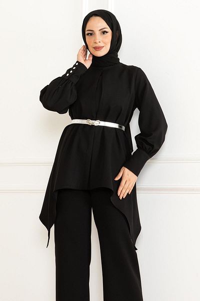 Modamihram Belt Detailed Suit Black 19001