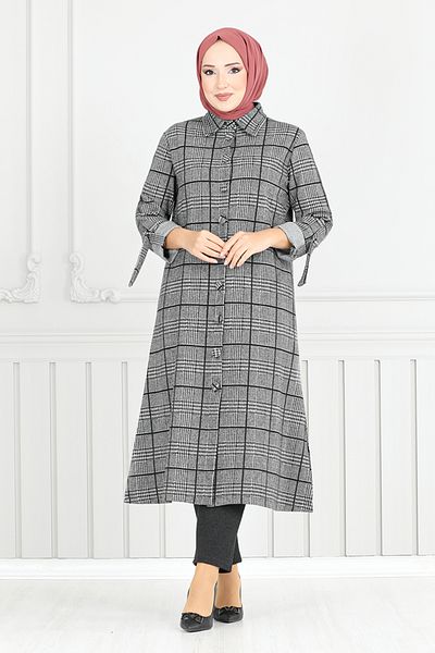 ModaMerve Gray Winter Shirt Collar Suit - 24603Ukb929-M