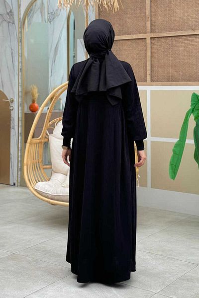 Bym Fashion Μαύρο Πλεκτό Φόρεμα - Πλαϊνά Μαζευμένο, Μοντέλο 6026